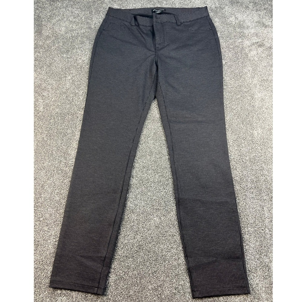 DKNY Jeans Houndstooth Micro Check Ponte Stretch Pants Women's Size M Black Grey